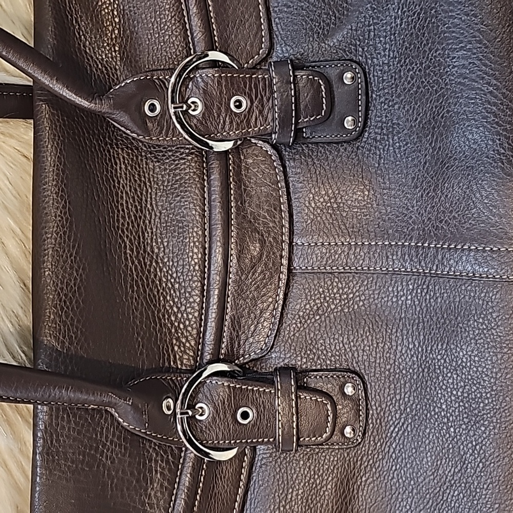 Brown Leather Franklin Covey Bag Tote - Picture 2 of 10